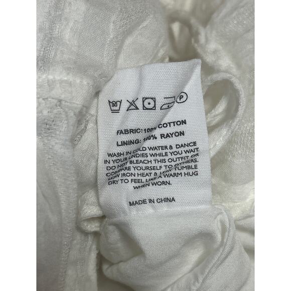 Peppermayo White Long Sleeve Tie Knot Collared Ruffle Peplum Blouse Top Size 8 - Picture 4 of 4